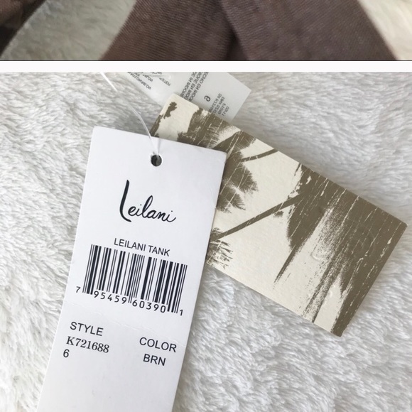 Leilani One Piece Tank Swimsuit Brown White New 6 - Picture 5 of 8